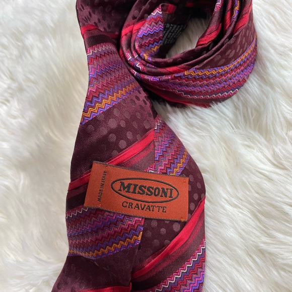 Missoni Red/Purple Design Tie - Picture 3 of 4
